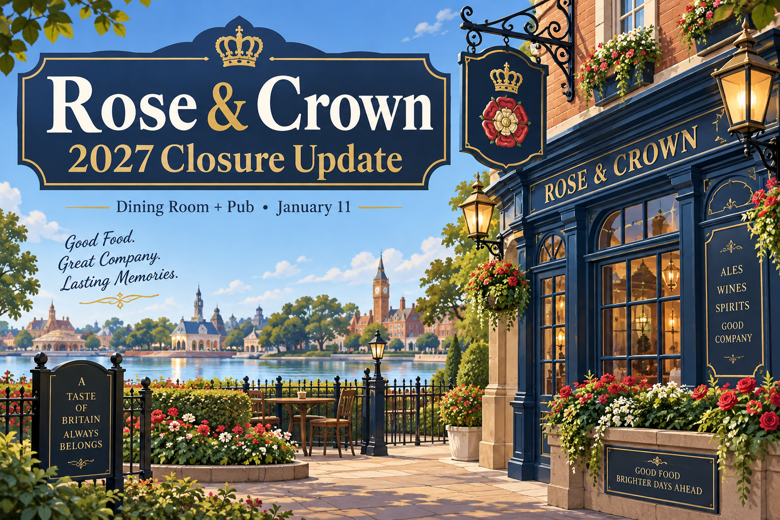 Planning EPCOT in 2027? Rose & Crown Is Closing for Maintenance